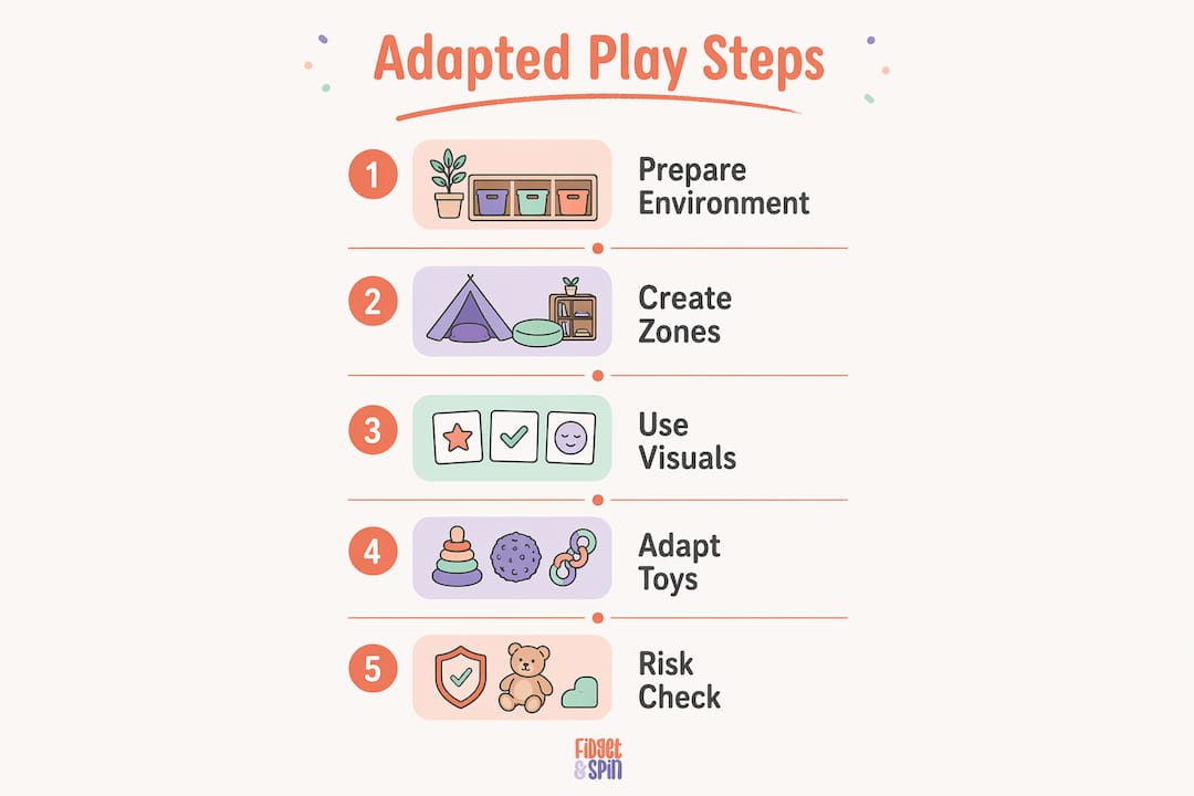 Infographic showing steps for adapted play checklist