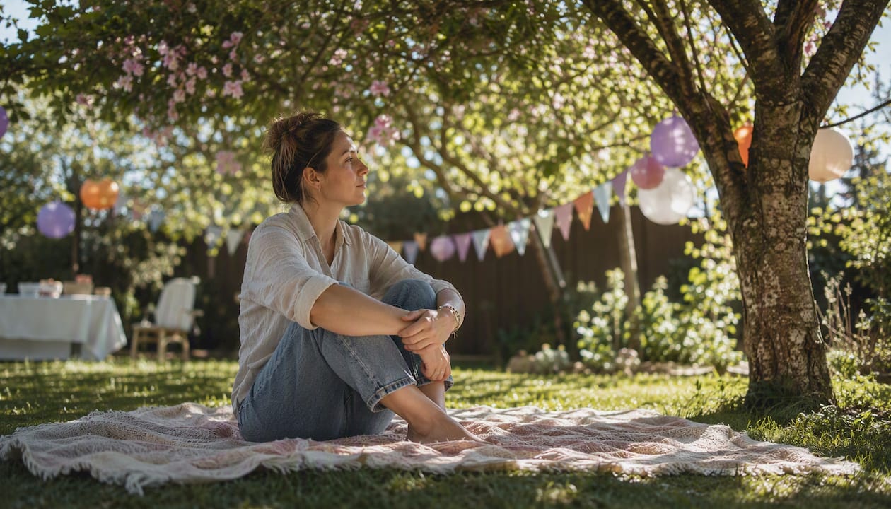 Adult taking a calm micro-break outdoors