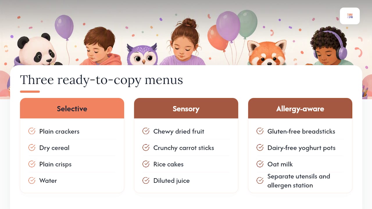 Three menus you can copy straight onto an invite — overview diagram