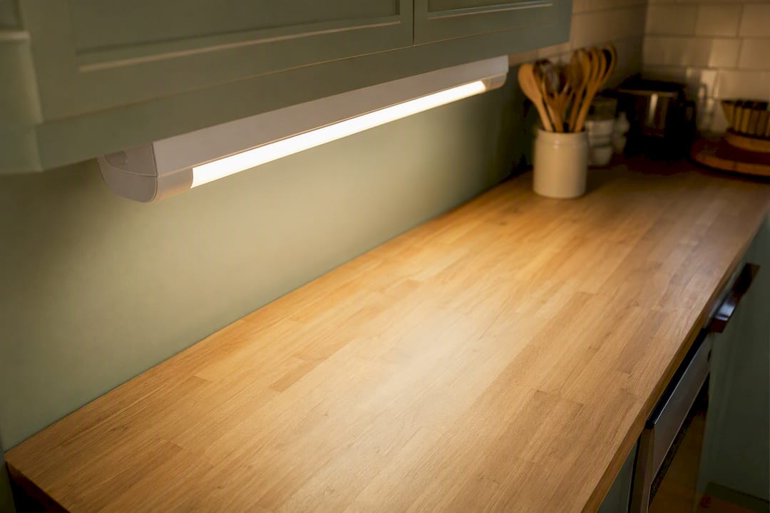 Diffused task lighting over kitchen counter