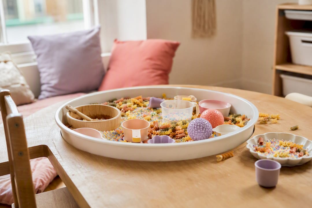 Sensory bin setup for toddler party