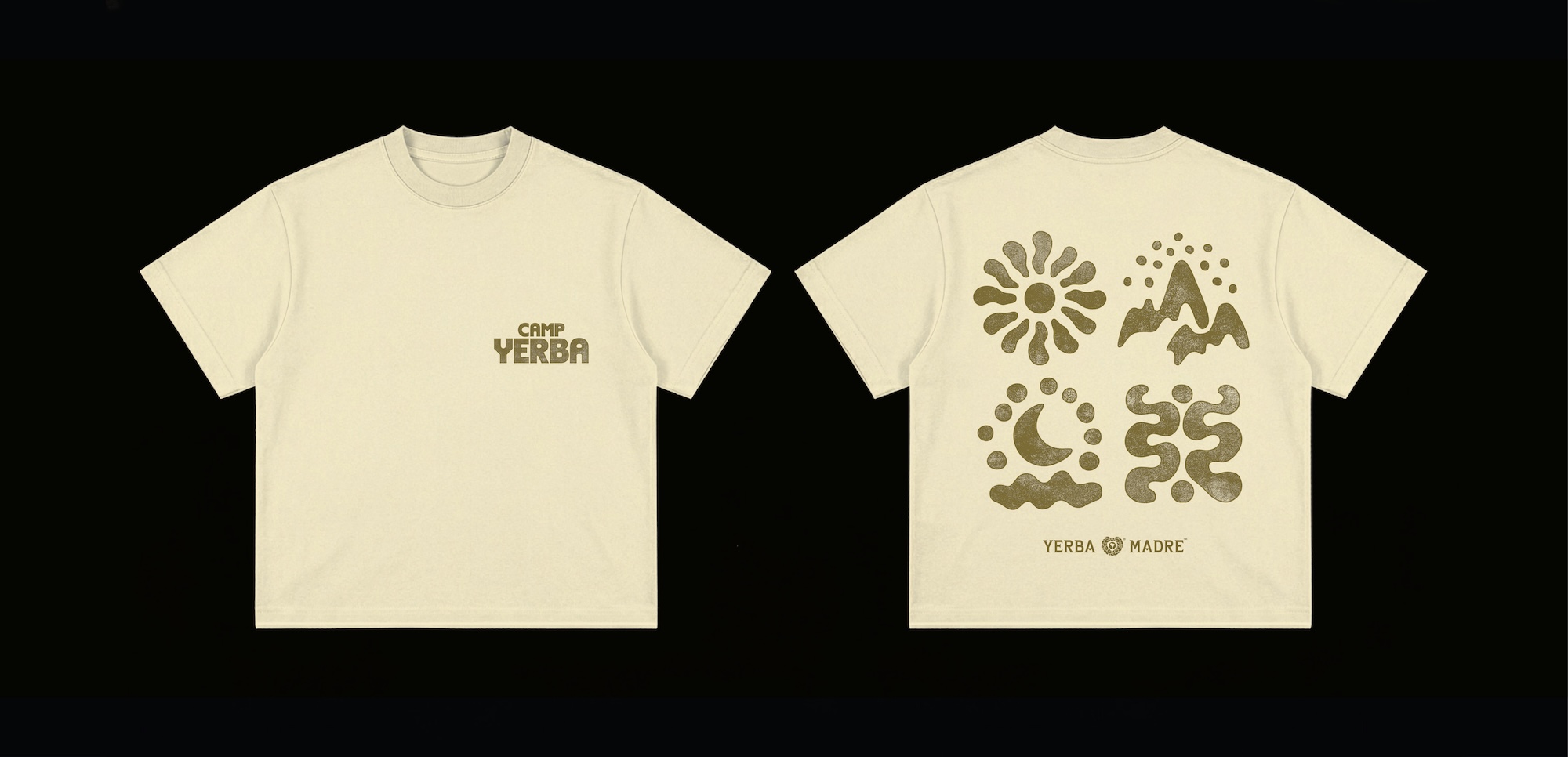 Custom Camp Yerba branding at The Acres