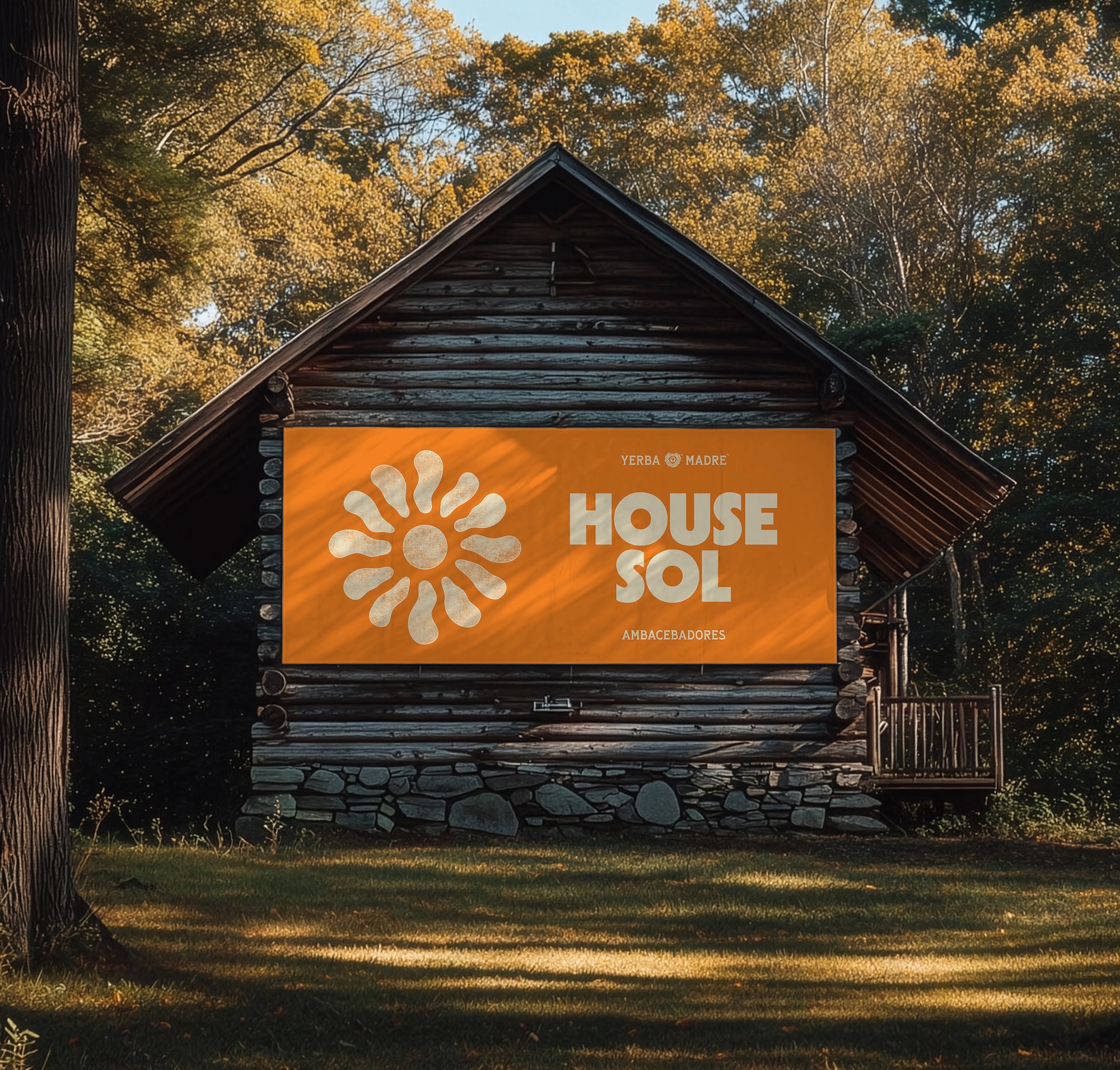 Custom Camp Yerba branding at The Acres