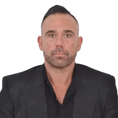 Michael Tate in a black suite and Black shirt representing OmniFunnel Marketing