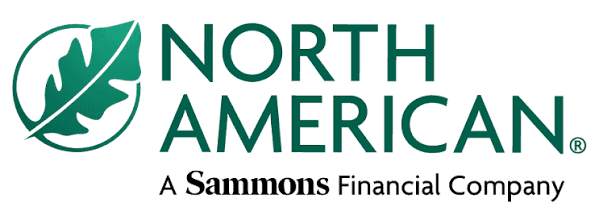 North American logo, with additional text that reads "A Sammons Financial Company." The green logo mark depicts a tree leaf.