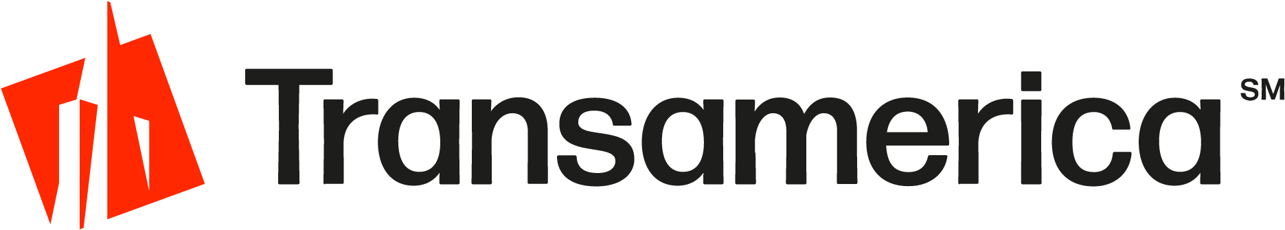 Transamerica logo featuring the red Transamerica Pyramid Center logo mark and black typography.