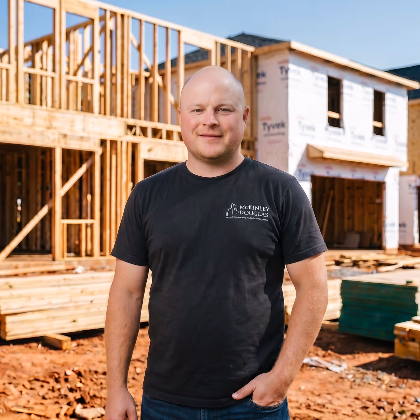 Chad Reed, founder of McKinley Douglas, leading a construction project