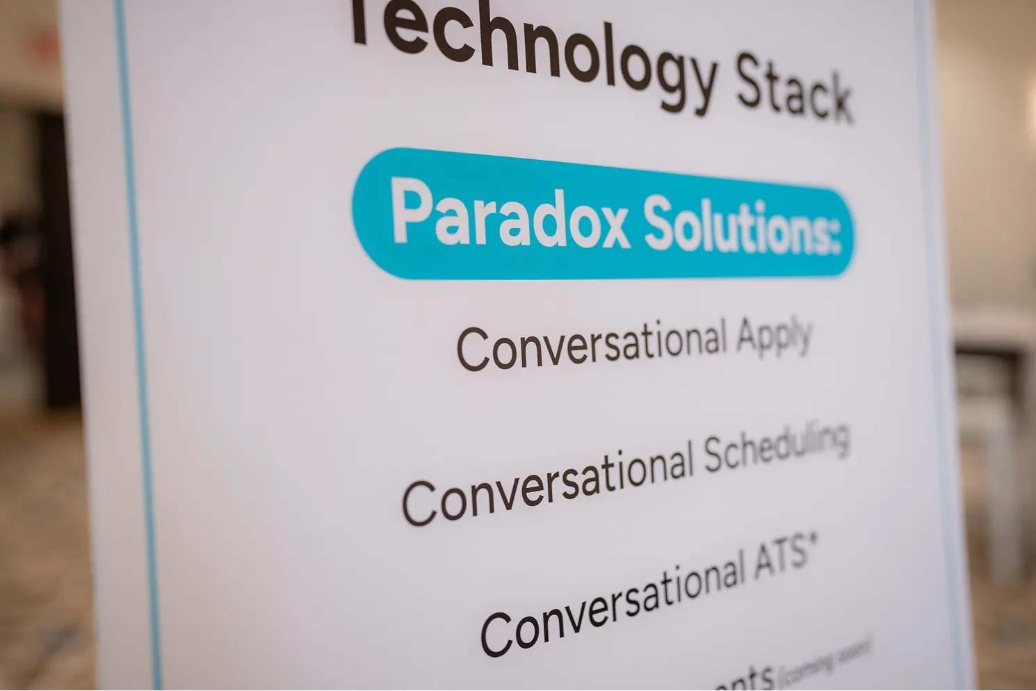 Sign listing Paradox Solutions with conversational apply, scheduling, and ATS services.