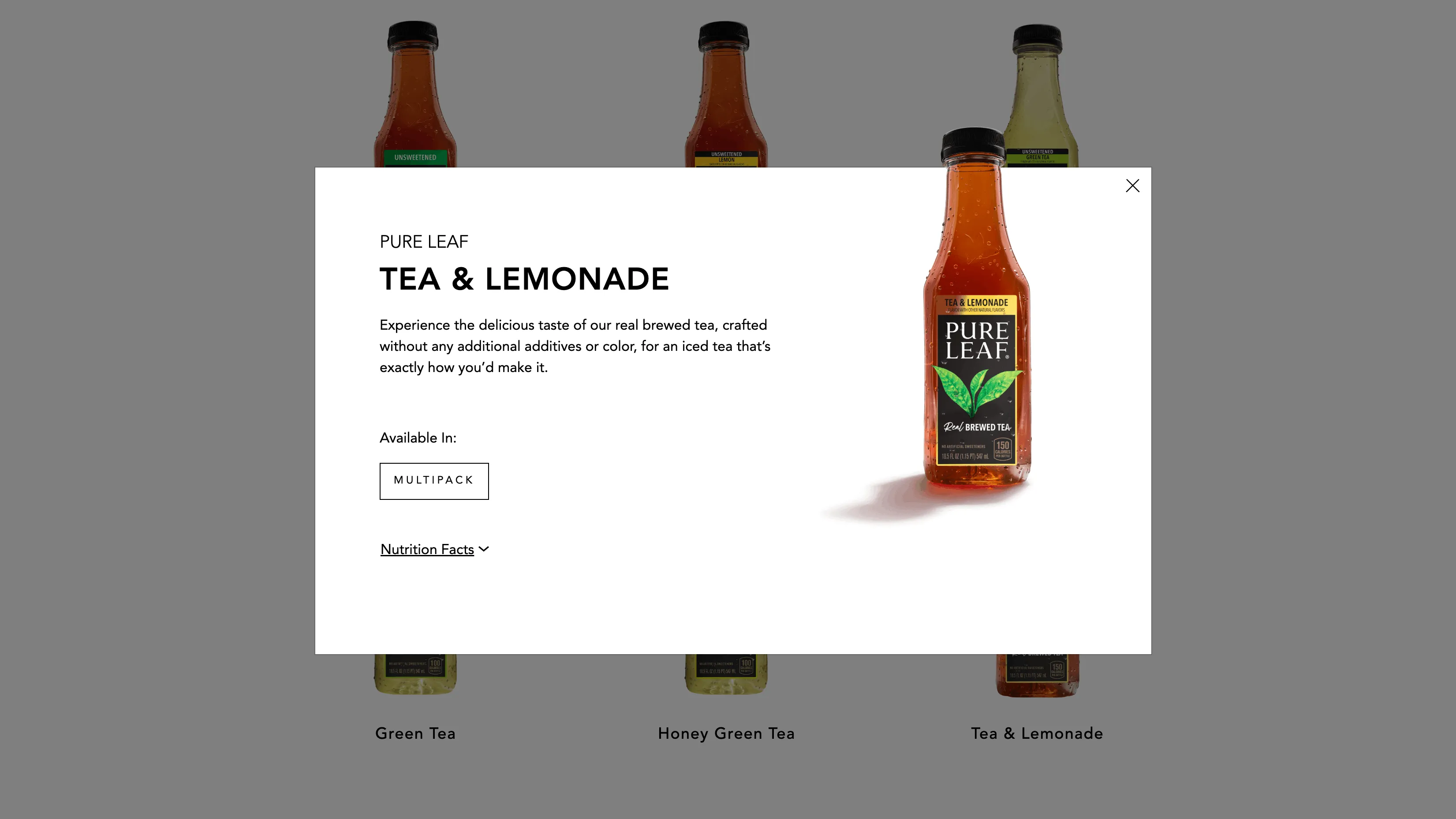 A Pure Leaf product overlay for its Tea & Lemonade variety.