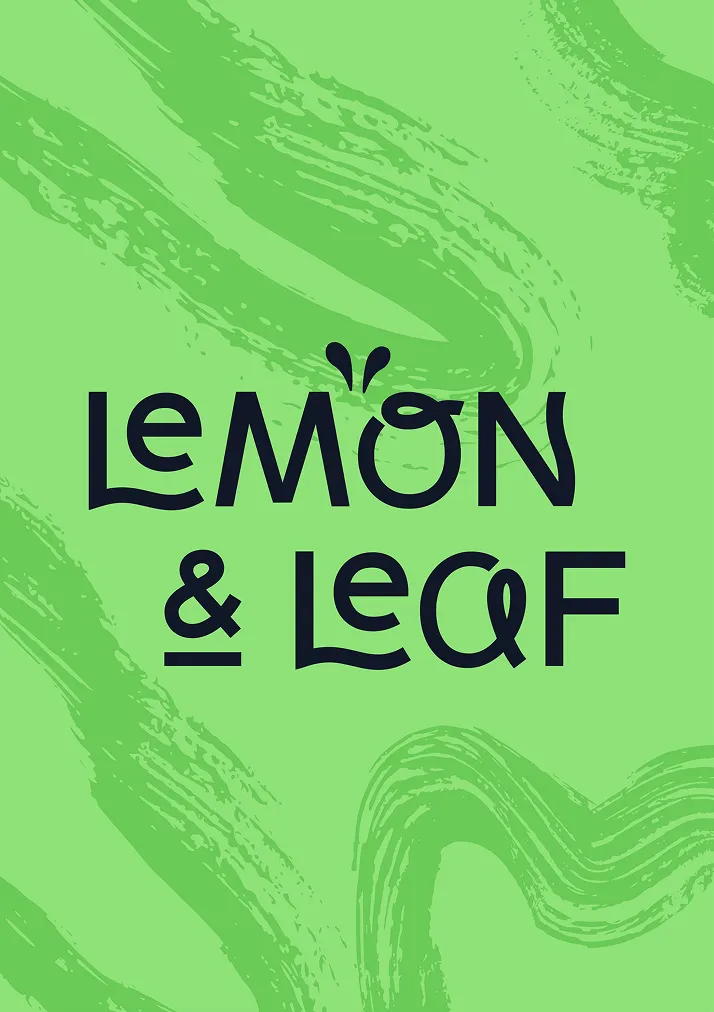 The Lemon & Leaf wordmark in black on a textured green background.