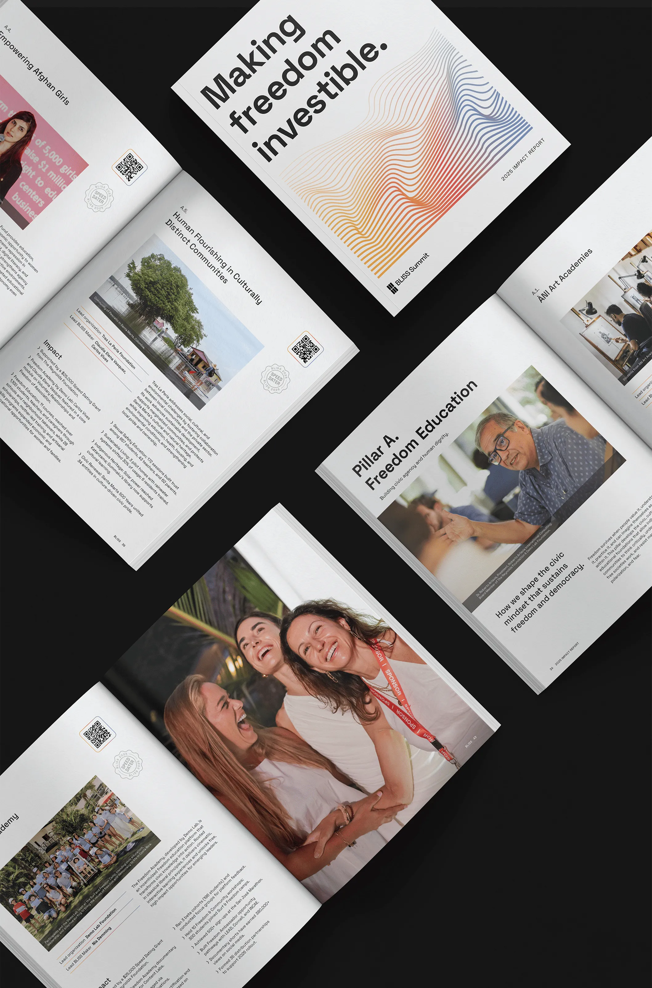 A two-page spread with a sunset quote opposite the report's table of contents.