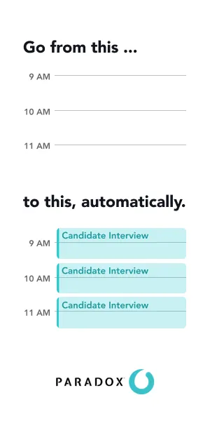 A Paradox advert contrasting a manual schedule with an automated one.