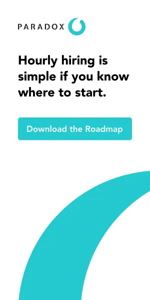 A Paradox advertisement reading "Hourly hiring is simple if you know where to start."