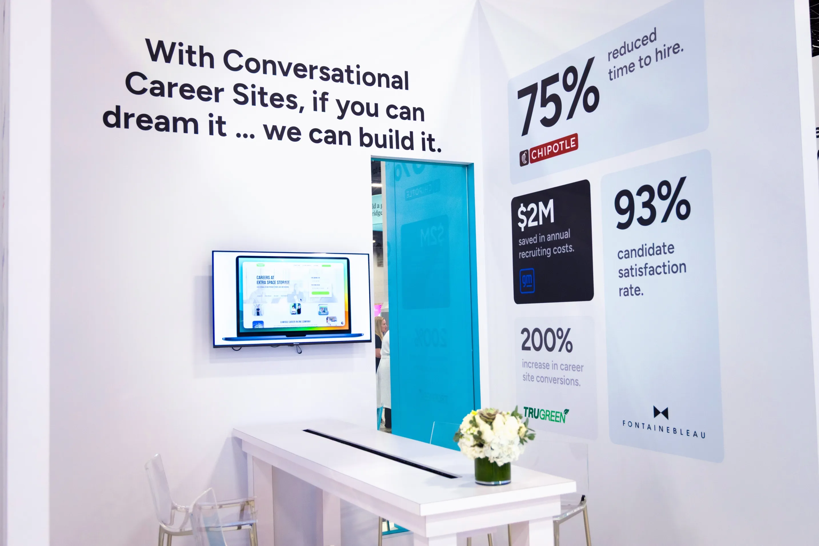 A Paradox booth panel reading "If you can dream it, we can build it." with 75% and 93% statistics.