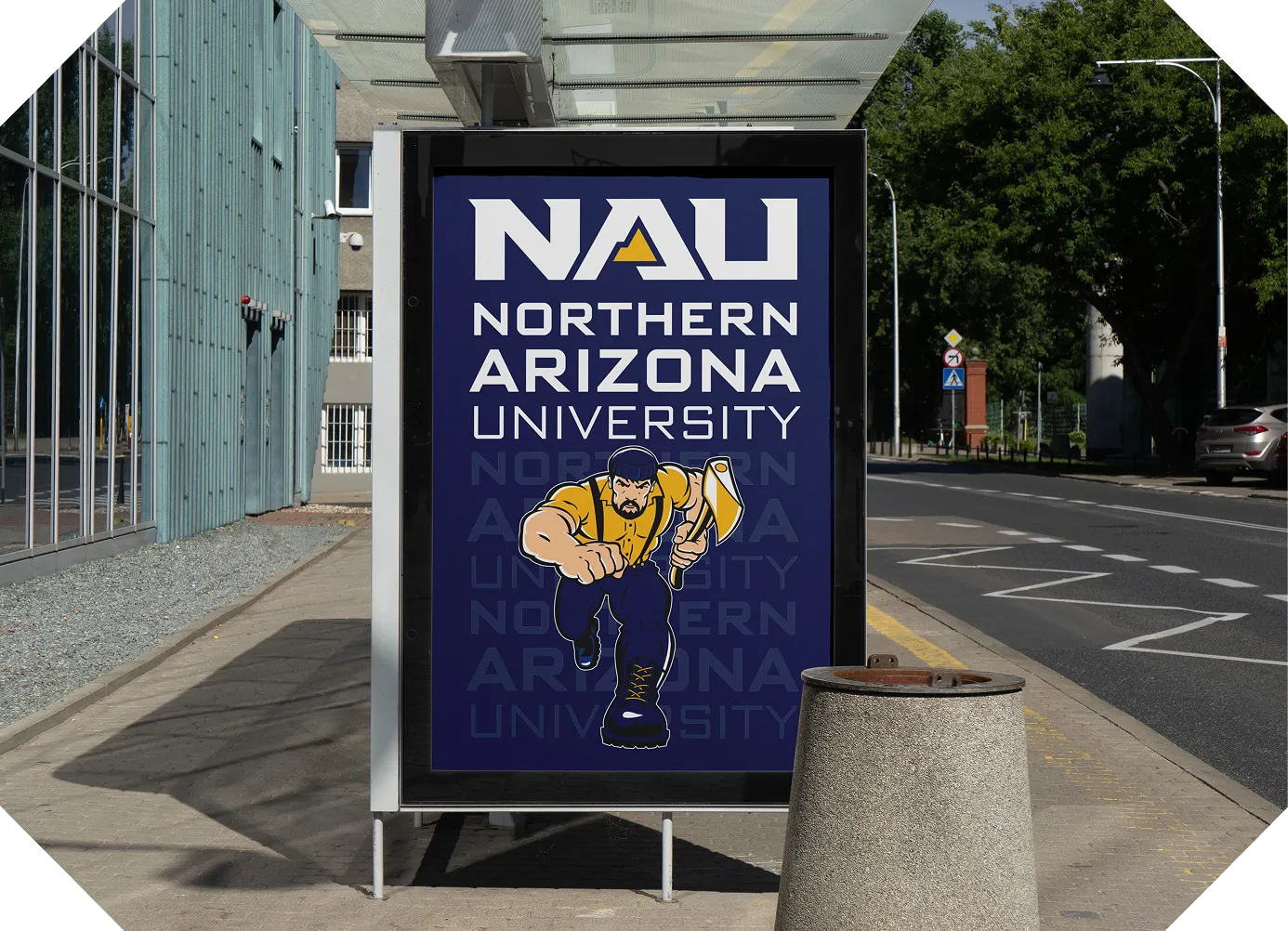 Northern Arizona University flyer with a smiling woman holding an oboe promoting music programs.