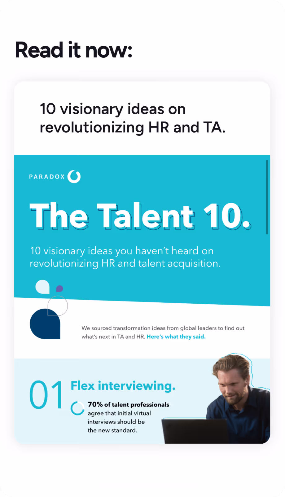A Paradox e-book promotion for "The Talent 10", on ideas revolutionising HR and talent acquisition.