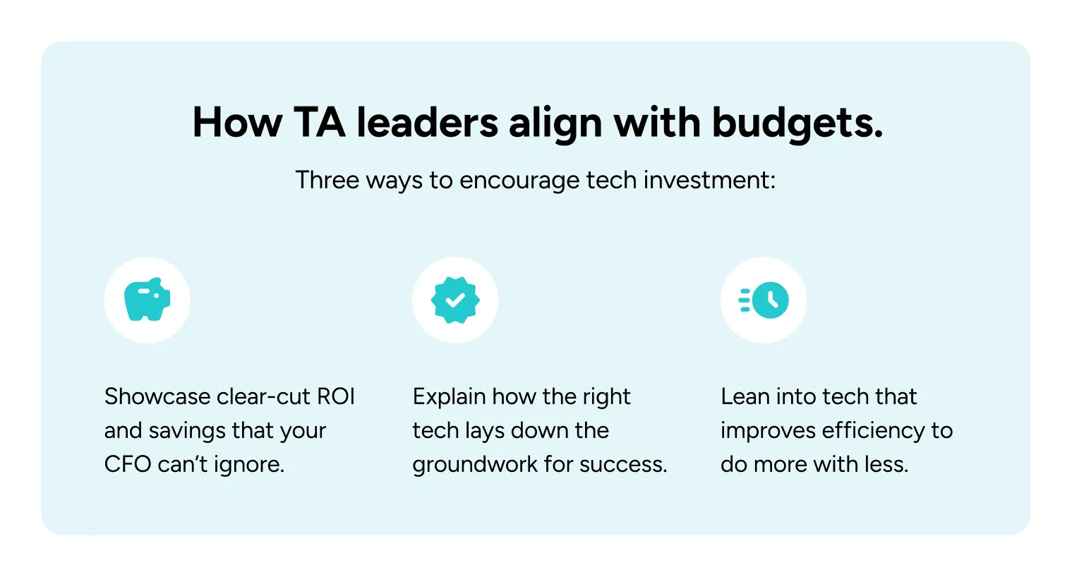 A Paradox module headed "How TA leaders align with budgets", on tech investment.