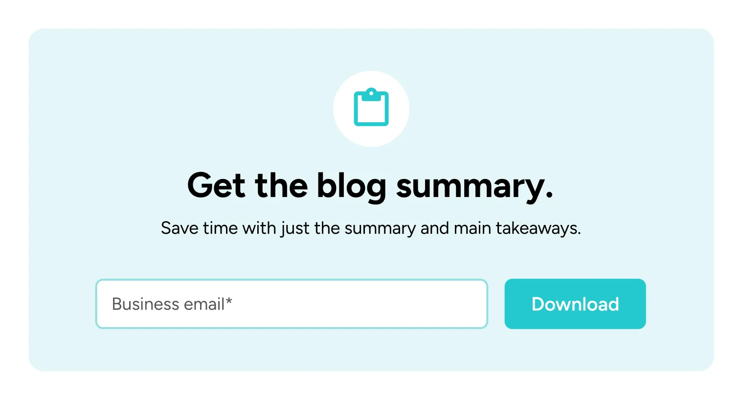 A Paradox blog summary sign-up module with a business email field and a download button.