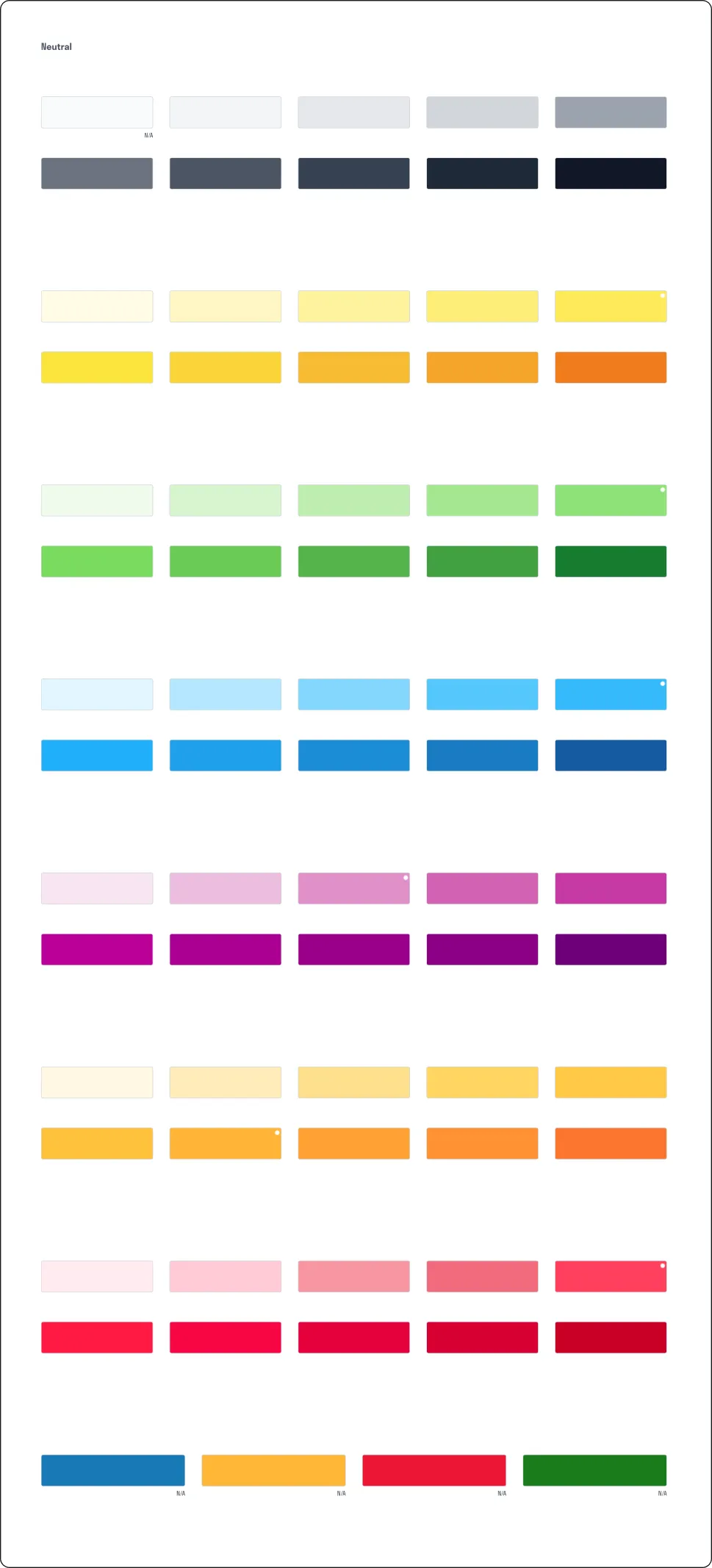 A colour token sheet showing the full Lemon & Leaf palette across grey, yellow, green and blue.