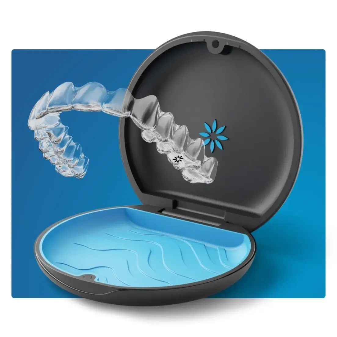 Invisalign clear aligners in a protective case