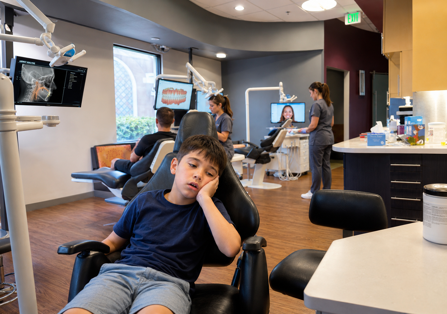 Child waiting for an early orthodontic evaluation at Kendrick Orthodontics