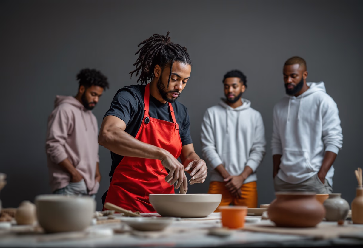 image of art class in session (for a ceramic studio)