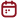 Simple red calendar icon with two binder rings on top and a square body.