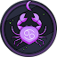 Purple glowing filaments forming a circular, neuron-like structure on a dark background.