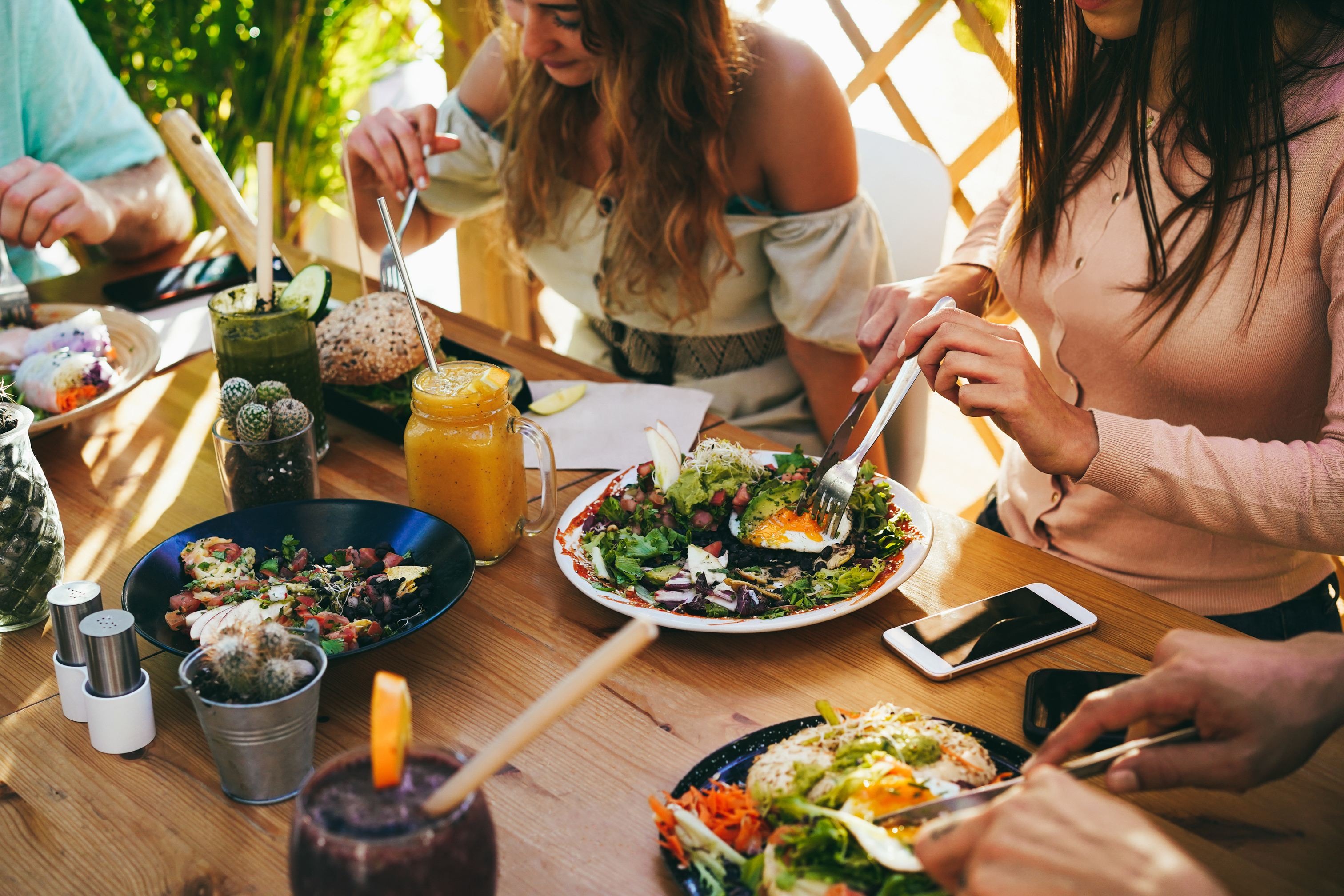 Friends eating