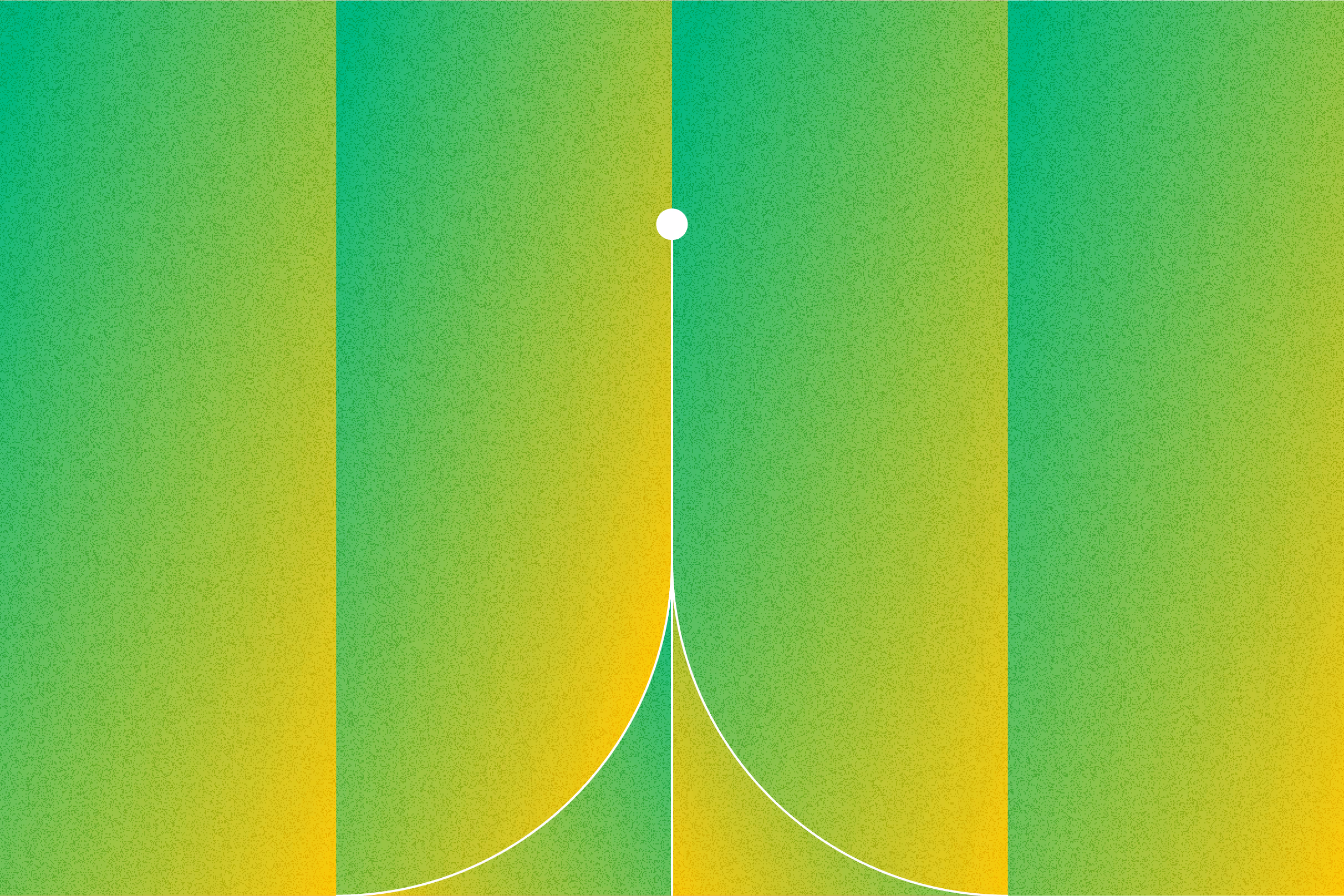Abstract green and yellow gradient with symmetrical white curves meeting at a center dot.
