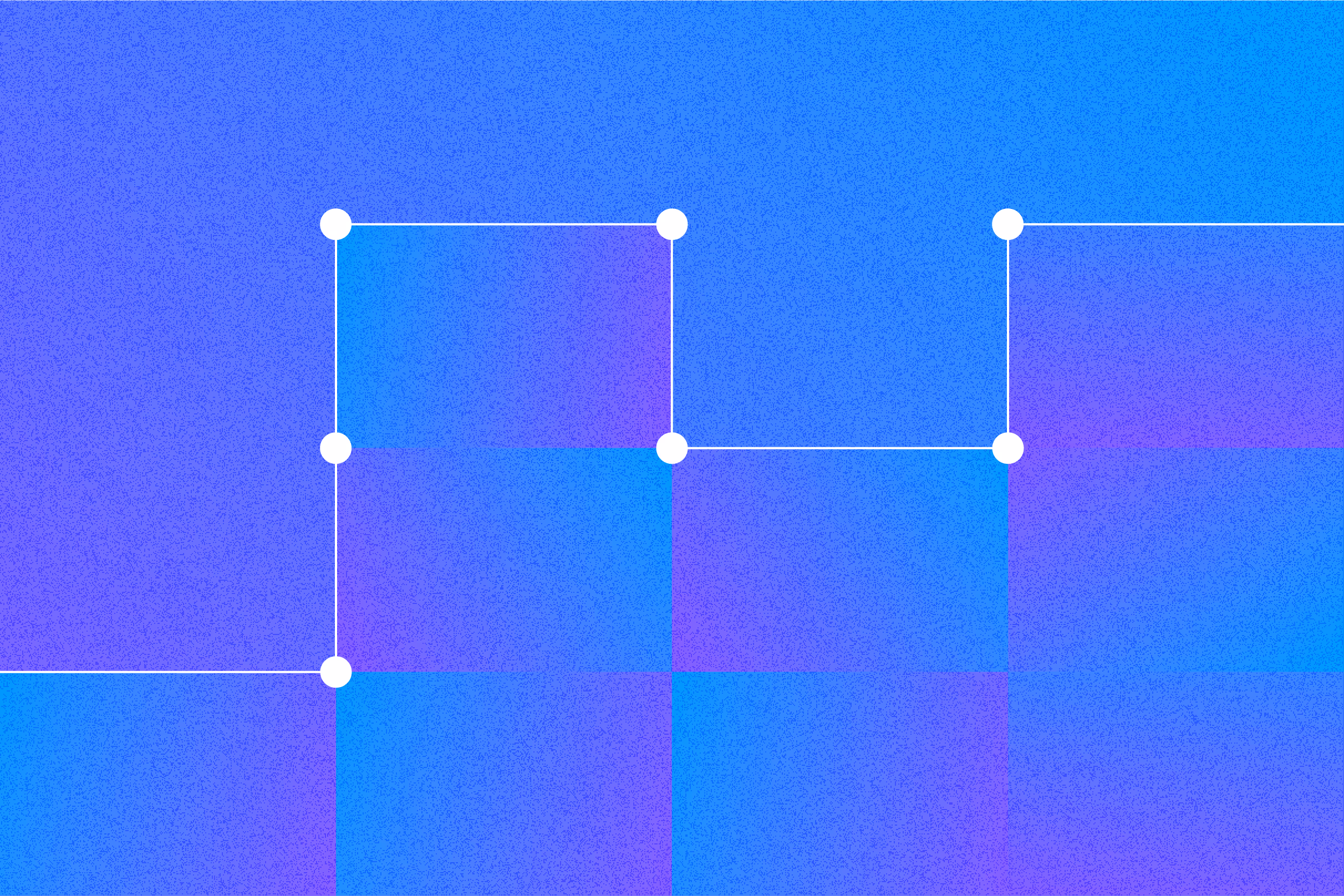 Blue and purple gradient background with white dots connected by thin white lines forming a shape.