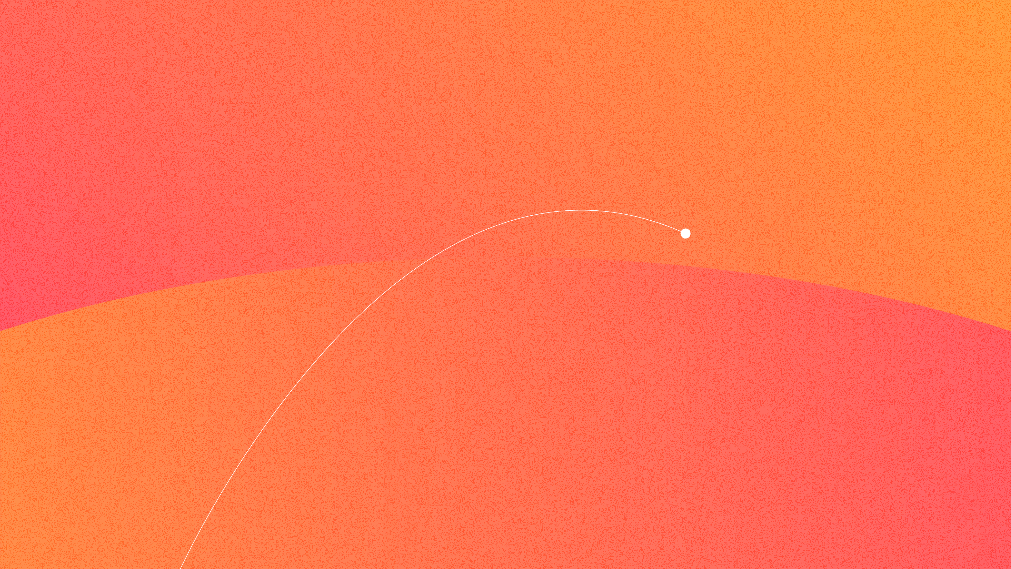White dot following a curved thin white path on a red to orange gradient background.
