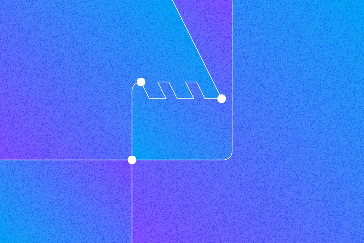 Abstract blue and purple background with white lines forming a film clapper.