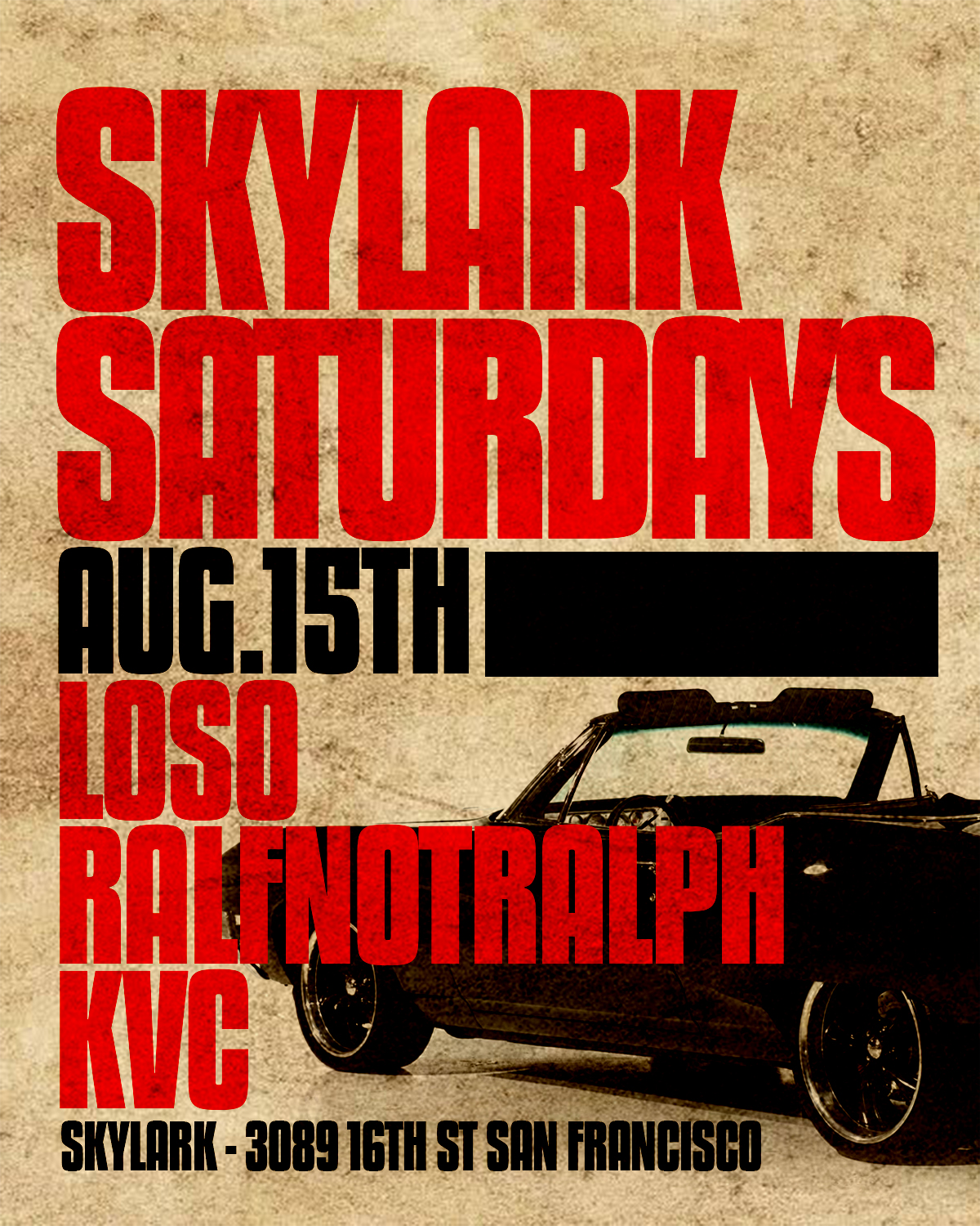 Skylark Saturdays Event May 16, 2026. Nightclub hip hop, top 40