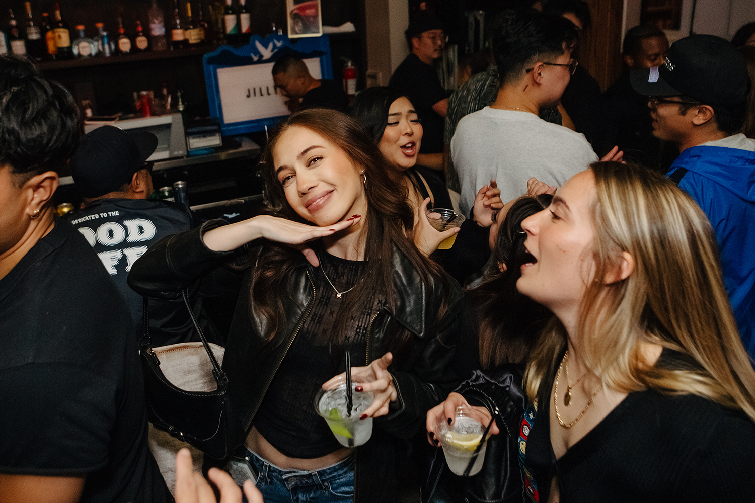 group of friends at soundtrack sf on a friday and saturday night out.