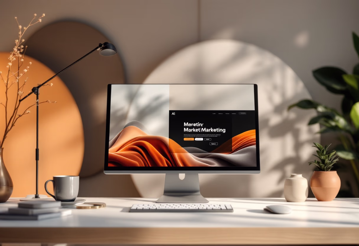 [background image] image of a digital display screen with marketing visuals (for an ai marketing tech company)