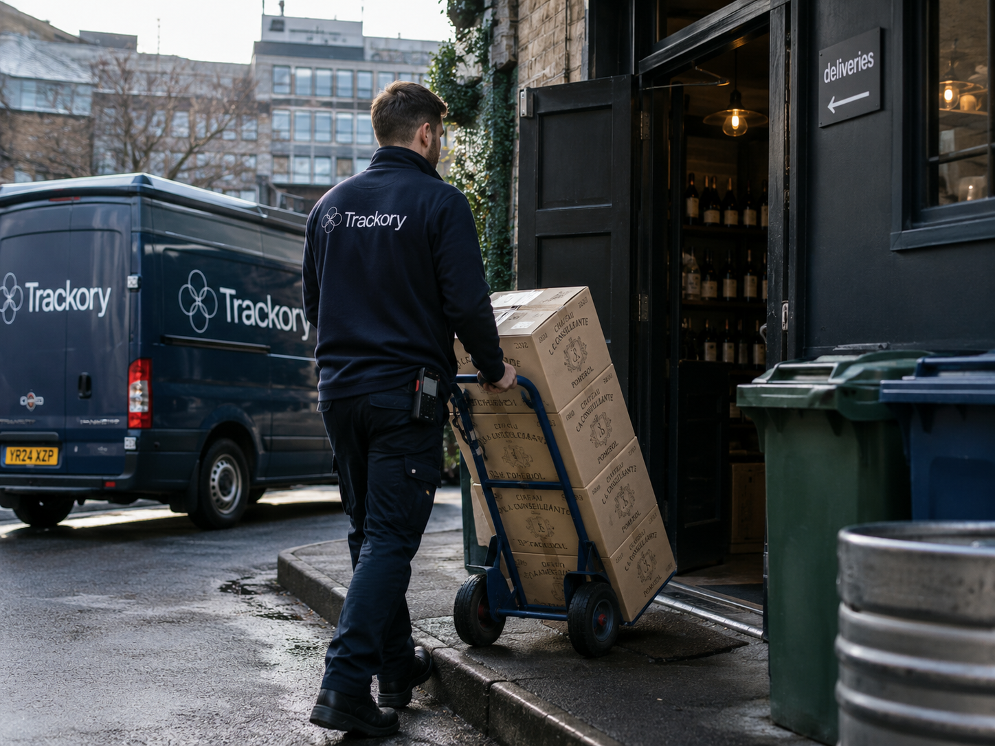 Wine wholesaler delivery to a restaurant