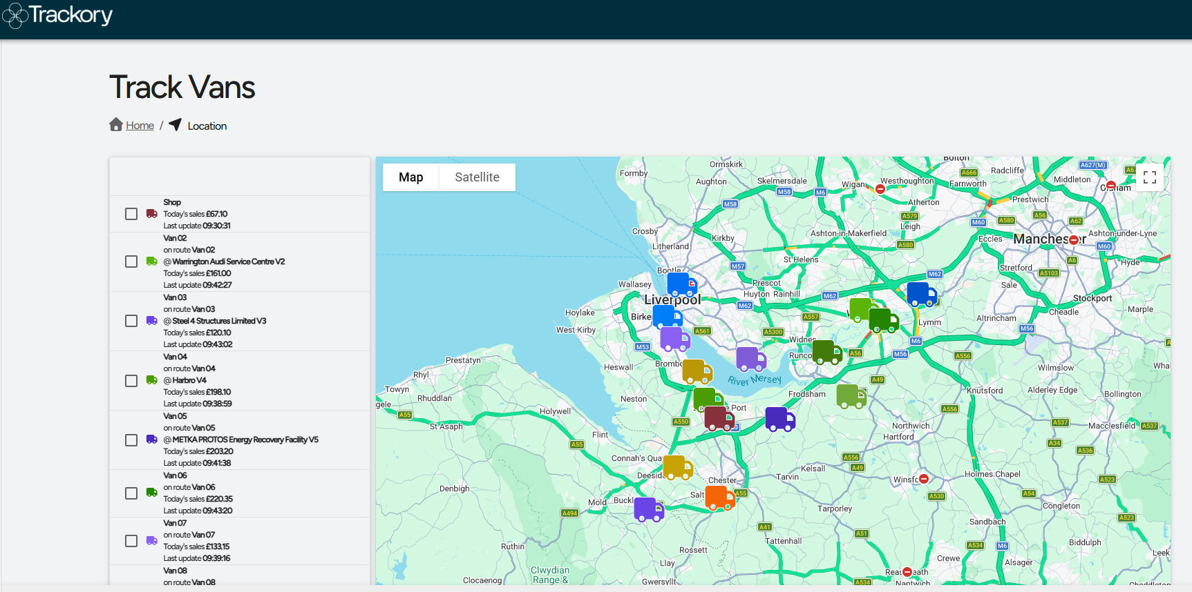 Trackory live fleet location tracking