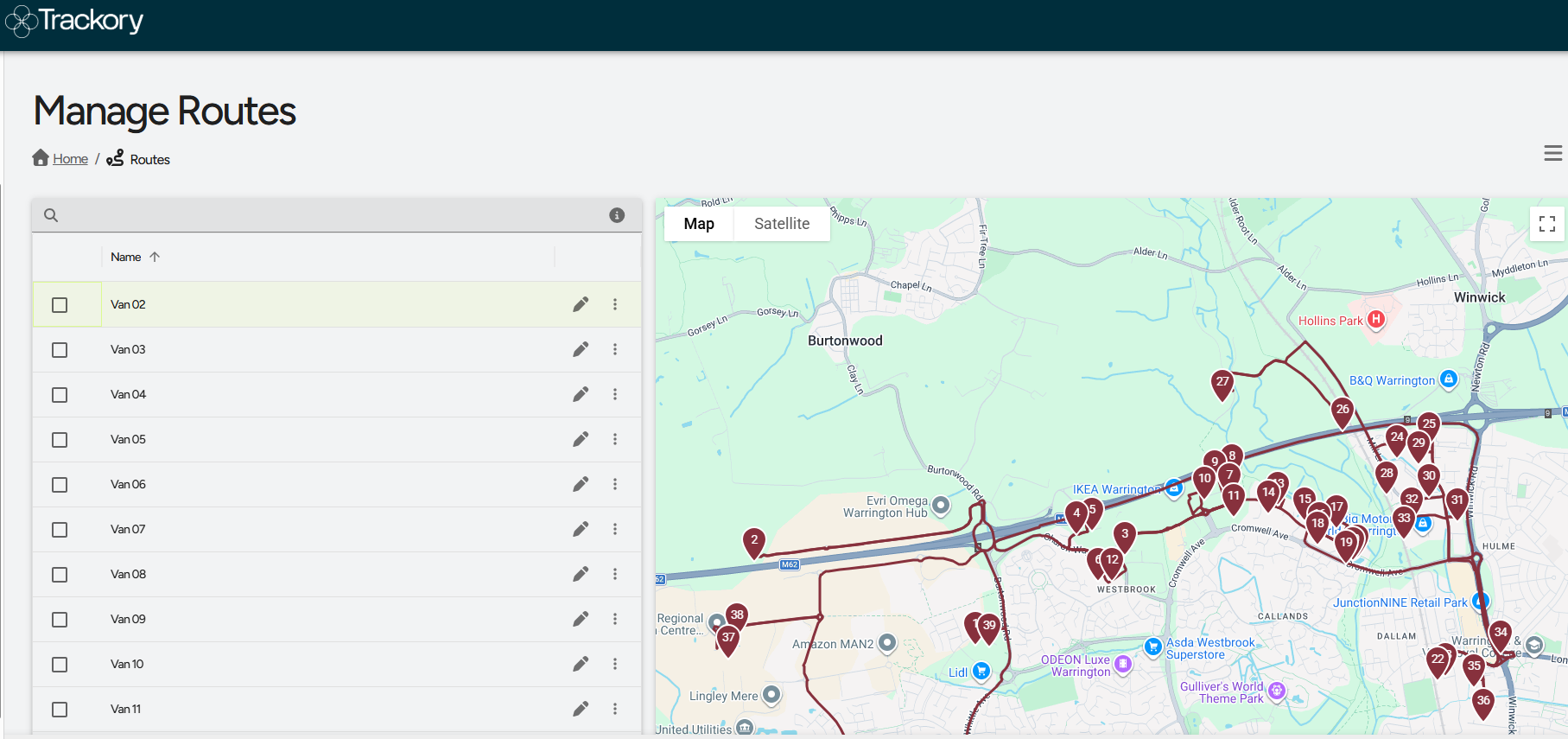 Trackory route planner