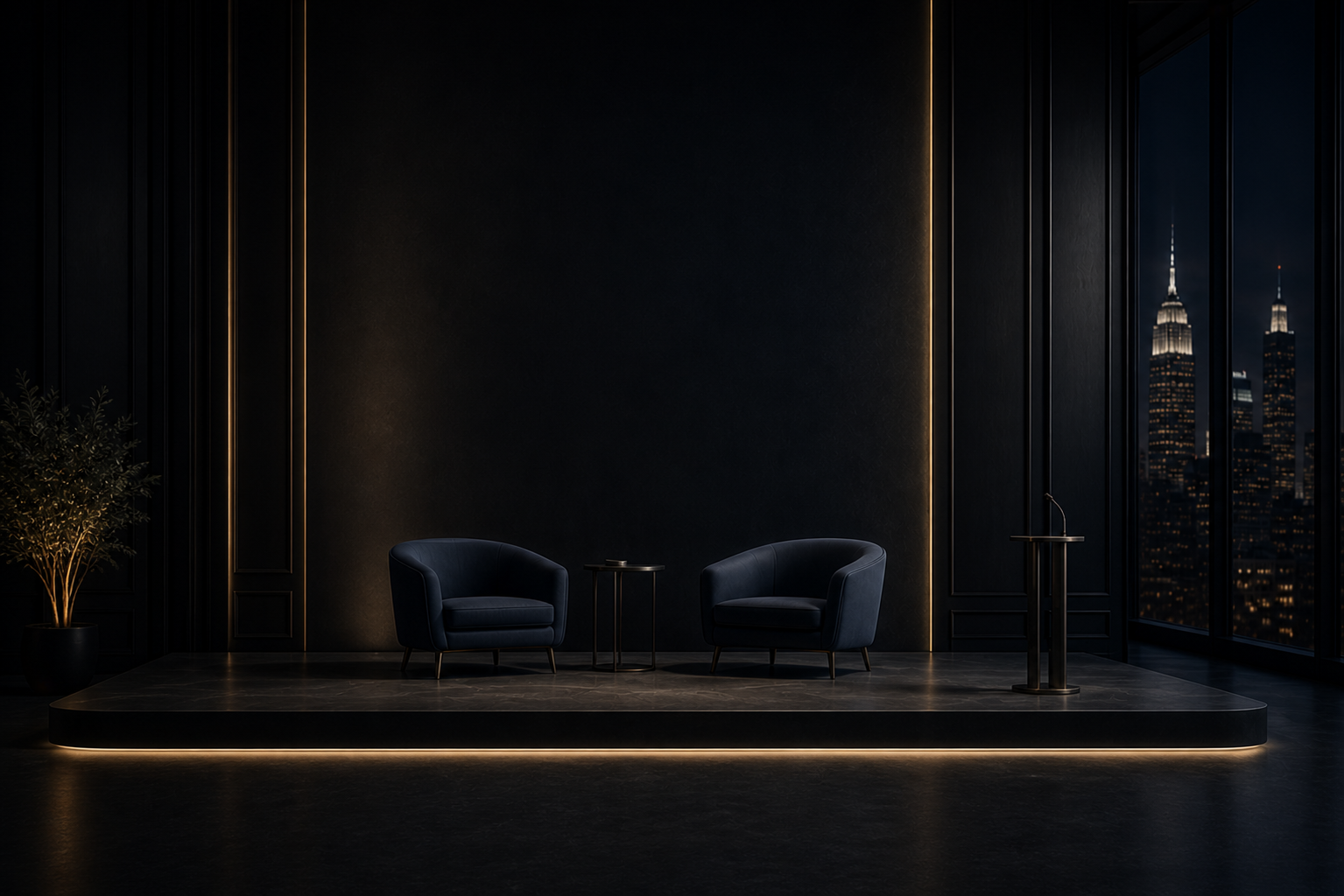 [background image] image of stage with seating (for an author & writer)