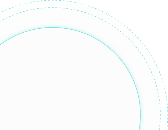 Close-up of a gray circular object with a teal glowing ring and dashed circular line near its edge.