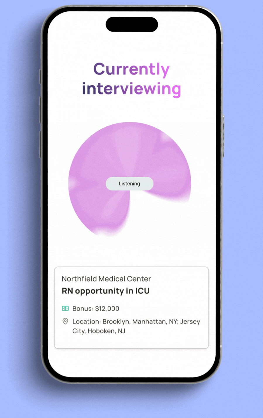 Lyn AI interview live on a phone screen