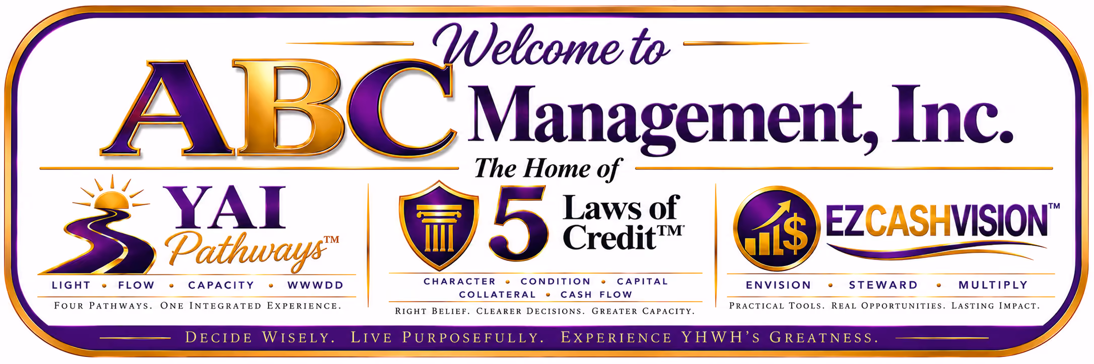 ABC Management, Inc. — The Home of YAI Pathways™, The 5 Laws of Credit™, and EZCASHVISION™