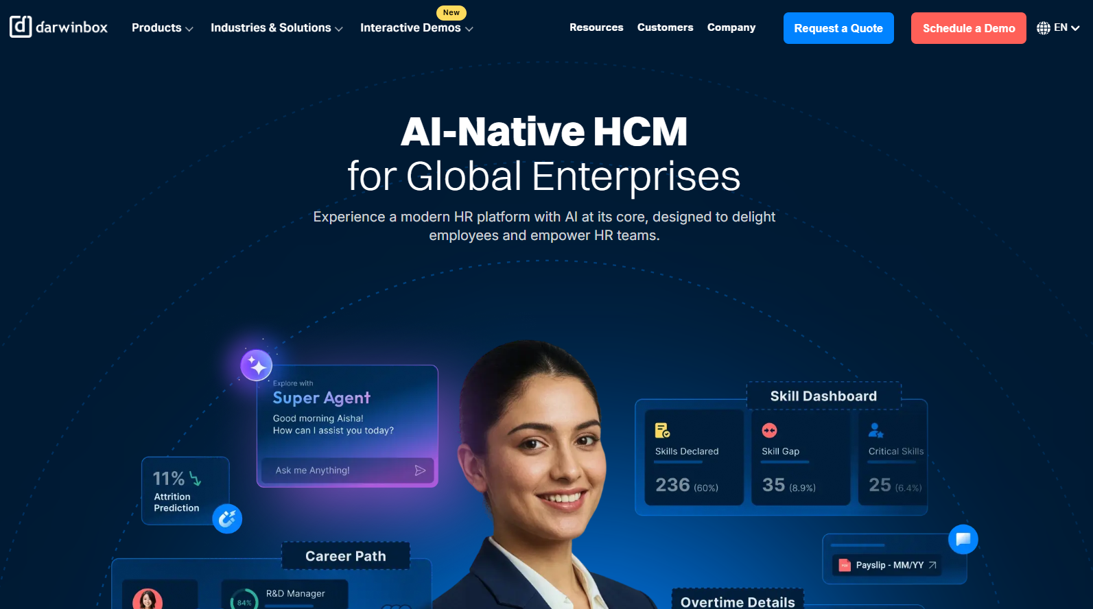 Darwinbox UAE payroll page showing enterprise payroll software.