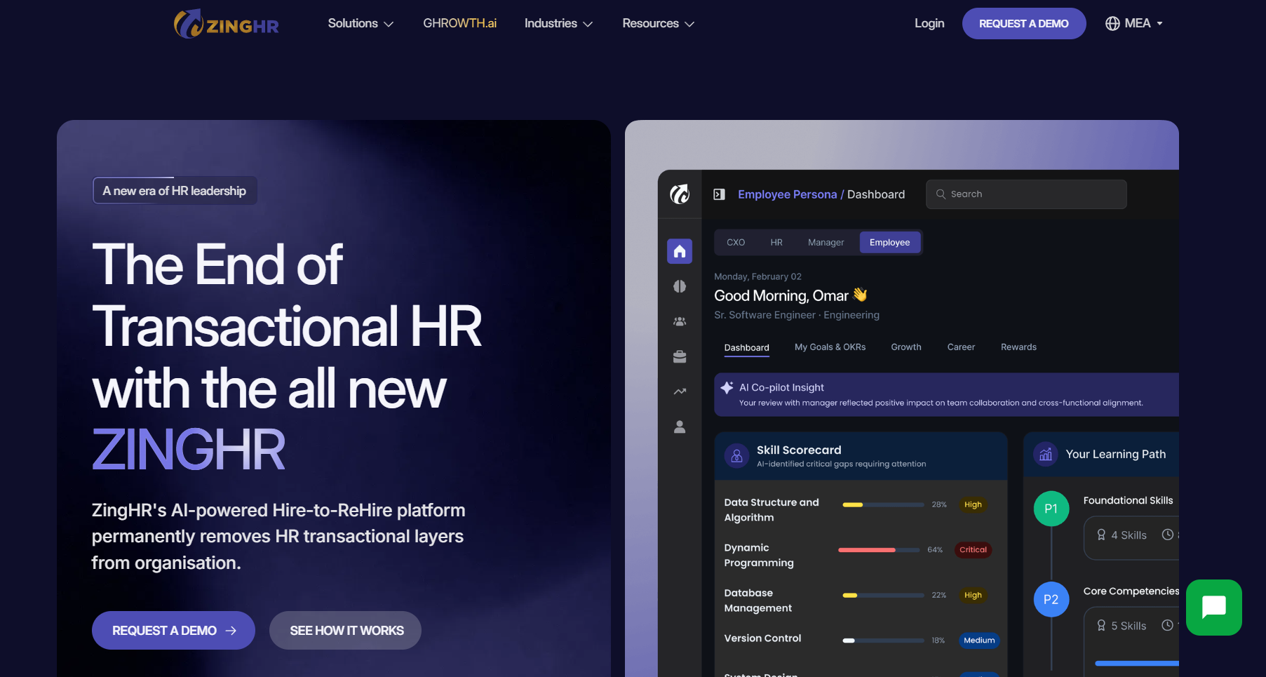 ZingHR leave management software dashboard with multi-entity attendance and leave tracking for UAE and GCC enterprises