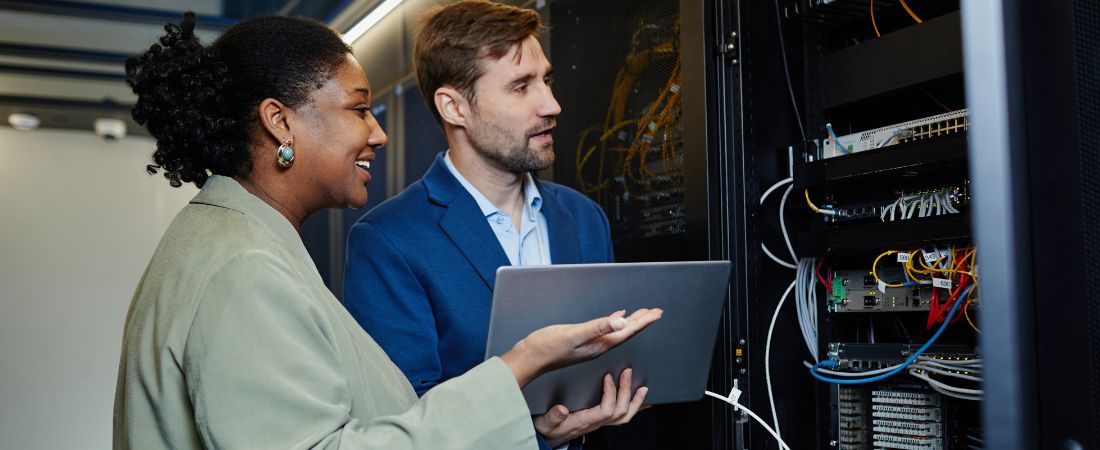 IT team reviewing a network dashboard