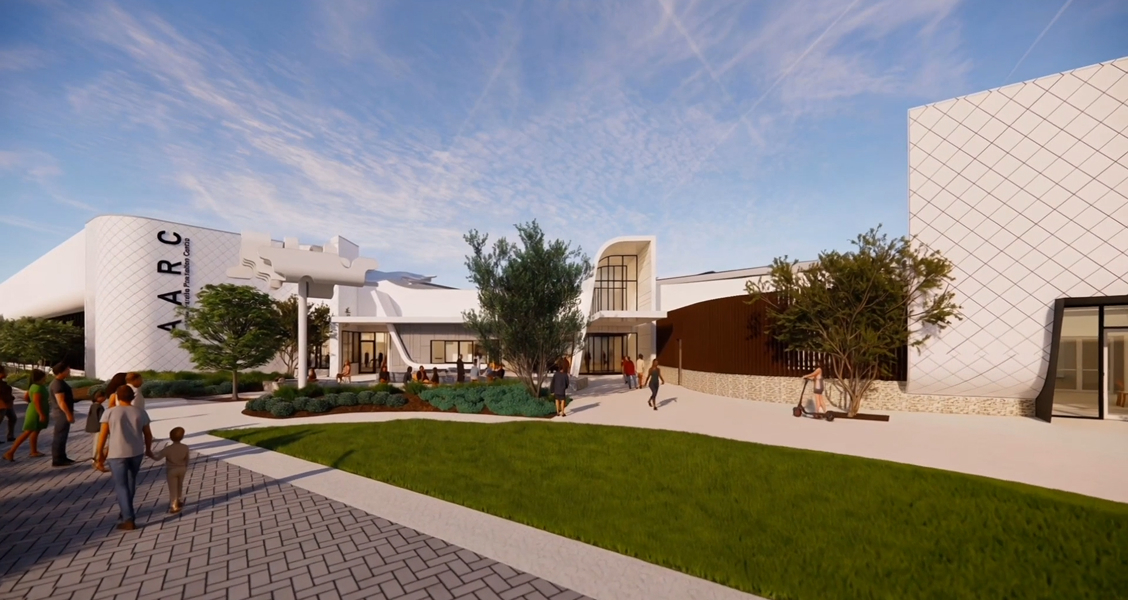 Artist’s impression of the AARC entrance and landscaped outdoor space