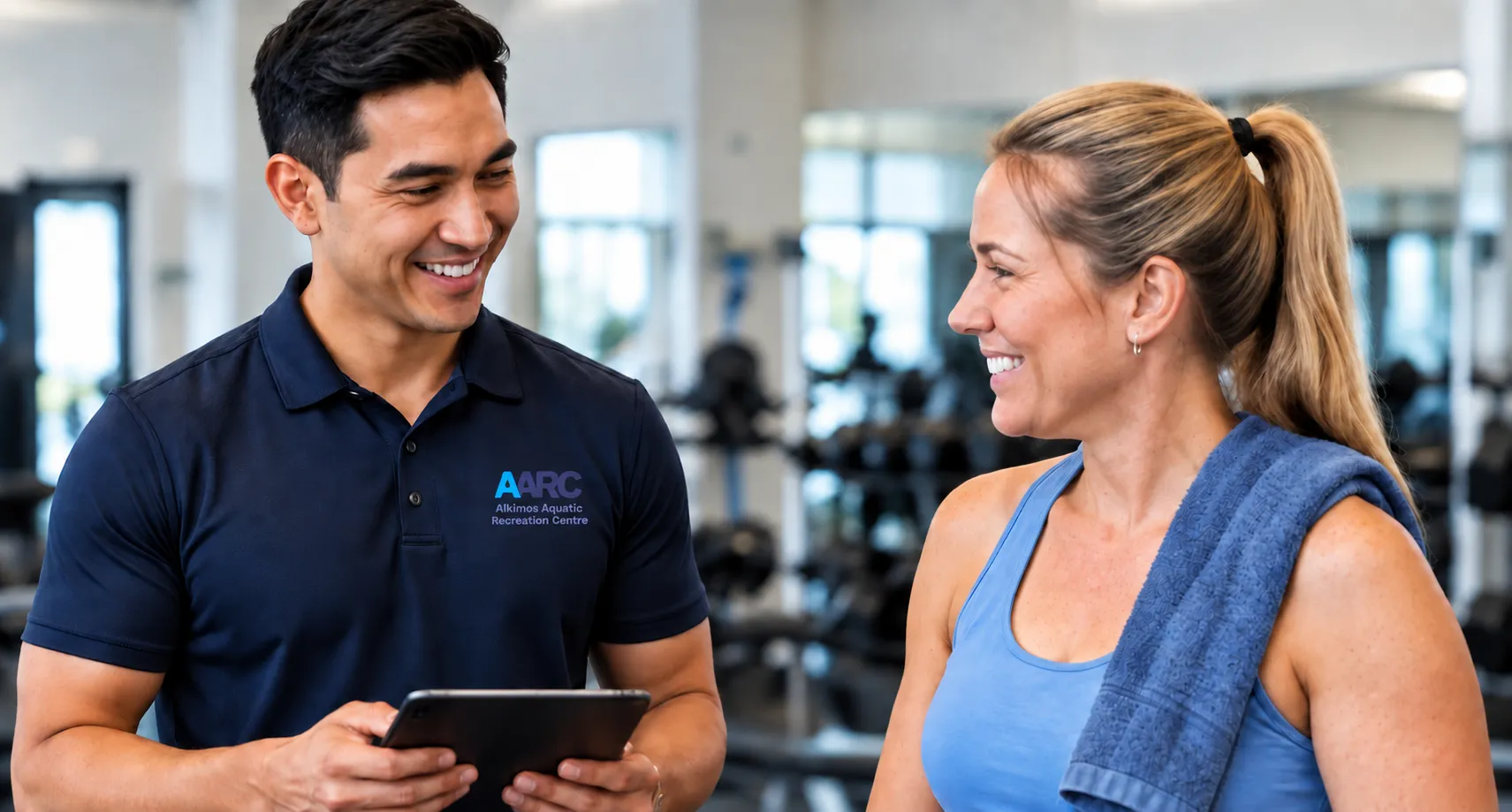 An AARC trainer helping a member plan her training