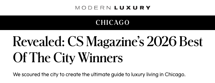 Modern Luxury headline: "Revealed: CS Magazine's 2026 Best Of The City Winners"