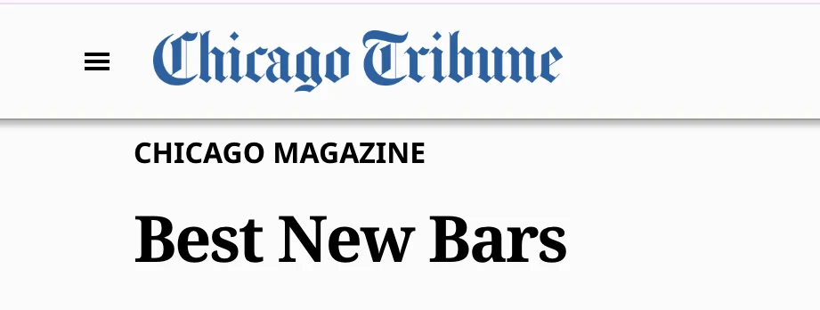 Chicago Tribune "Best New Bars" feature, 2019